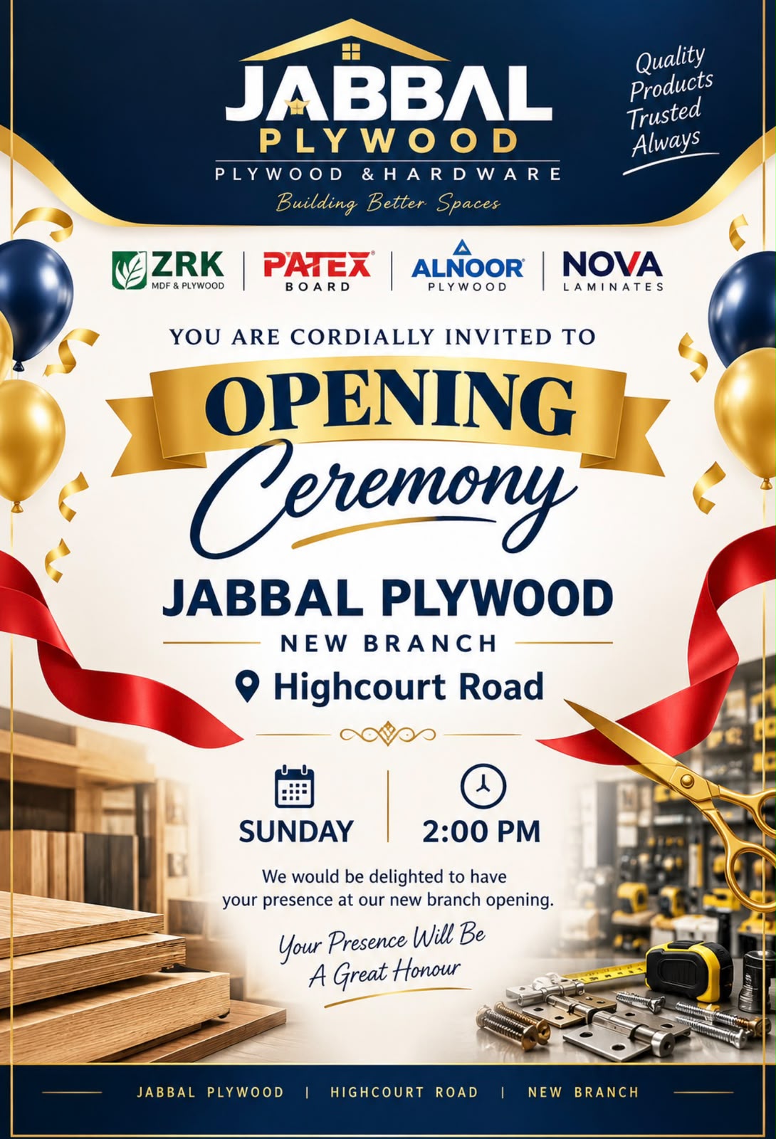 Jabbal Plywood new branch opening invitation